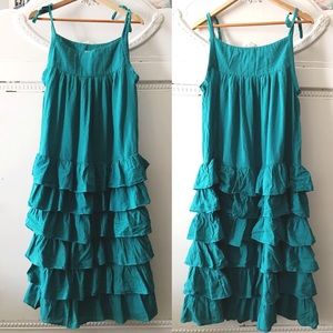 Glamorous Tiered Vintage Emerald Dress